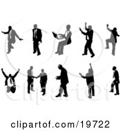 Poster, Art Print Of Collection Of Poses Of Silhouetted Business People