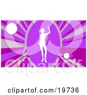Clipart Illustration Of A Silhouetted White Female Dancer Moving Her Body On A Dance Floor Surrounded By Purple Lights