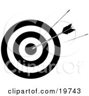 Clipart Illustration Of A Fast Arrow Hitting The Bullseye Of A Target During Shooting Practice Symbolizing Precision Ambition And Goals