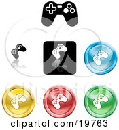 Poster, Art Print Of Collection Of Different Colored Video Game Controller Icon Buttons