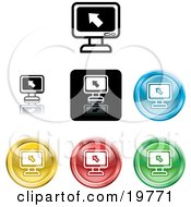 Collection Of Different Colored Computer Screen Icon Buttons