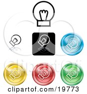 Clipart Illustration Of A Collection Of Different Colored Light Bulb Icon Buttons
