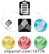 Clipart Illustration Of A Collection Of Different Colored Clipboard Icon Buttons