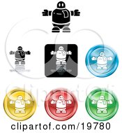 Collection Of Different Colored Robot Icon Buttons