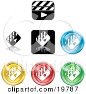 Poster, Art Print Of Collection Of Different Colored Clapper Icon Buttons