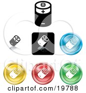 Clipart Illustration Of A Collection Of Different Colored Battery Button Icons