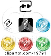 Collection Of Different Colored Connection Icon Buttons