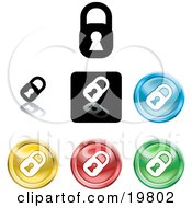 Clipart Illustration Of A Collection Of Different Colored Padlock Button Icons by AtStockIllustration