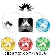 Collection Of Different Colored Explosion Icon Buttons