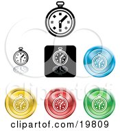 Collection Of Different Colored Stop Watch Icon Buttons