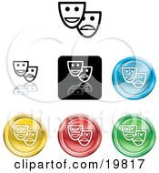 Collection Of Different Colored Mask Icon Buttons