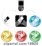 Collection Of Different Colored Cell Phone Icon Buttons