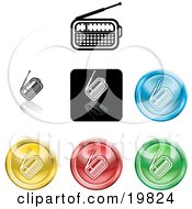 Collection Of Different Colored Radio Icon Buttons
