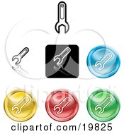 Collection Of Different Colored Wrench Icon Buttons