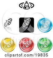 Clipart Illustration Of A Collection Of Different Colored Sounding Alarm Bells Symbolizing Security by AtStockIllustration