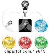 Poster, Art Print Of Collection Of Different Colored Microphone Icon Buttons