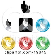 Poster, Art Print Of Collection Of Different Colored Pointing Hand Icon Buttons