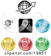Poster, Art Print Of Collection Of Different Colored Globe Icon Buttons
