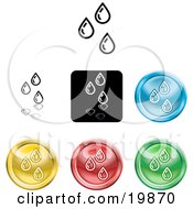 Collection Of Different Colored Water Droplet Icon Buttons