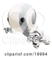 Poster, Art Print Of Clumsy Silver And White Ao-Maru Humanoid Robot Falling Face First To The Ground Over A White Background