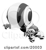 Clipart Illustration Of A Clumsy Black And White Ao Maru Humanoid Robot Falling Face First To The Ground Over A White Background