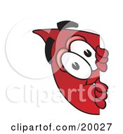 Poster, Art Print Of Blood Drop Mascot Cartoon Character Peeking Around A Corner