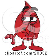 Clipart Picture Of A Blood Drop Mascot Cartoon Character Whispering And Gossiping by Toons4Biz