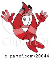 Clipart Picture Of A Blood Drop Mascot Cartoon Character Jumping