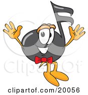 Music Note Mascot Cartoon Character Jumping