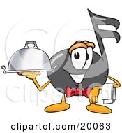 Poster, Art Print Of Music Note Mascot Cartoon Character Dressed As A Waiter And Holding A Serving Platter