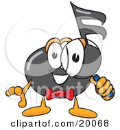 Poster, Art Print Of Music Note Mascot Cartoon Character Looking Through A Magnifying Glass