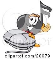 Poster, Art Print Of Music Note Mascot Cartoon Character With A Computer Mouse