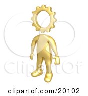 Clipart Illustration Of A Creative Cog Headed Golden Person