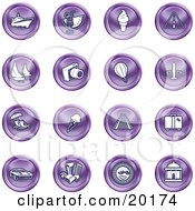 Clipart Illustration Of A Collection Of Purple Icons Of On A White Background