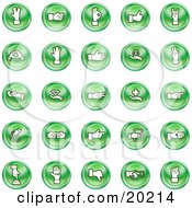 Poster, Art Print Of Collection Of Green Hand Gesture Icons