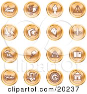 Poster, Art Print Of Collection Of Orange Icons Of On A White Background