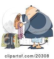 Clipart Illustration Of An Unwise Middle Aged White Guy In A Robe And Pjs Drying His Wet Laundry Over An Electric Floor Heater Steam Rising Into The Air by djart