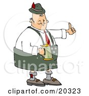 Clipart Illustration Of An Oktoberfest Man Giving The Thumbs Up And Drinking Beer From A Stein At A Party