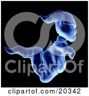 Clipart Illustration Of A Demonic Blue Ghost In Profile Passing By With Its Eyes Looking At The Viewer