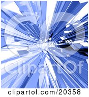 Clipart Illustration Of An Abstract Blue Background Of Bright Light Reflecting Off Blue Crystalized Glass by 3poD