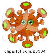 Poster, Art Print Of Nervous Orange Alien With Many Suction Cup Extensions And Big Green Eyes