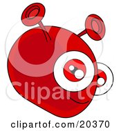 Clipart Illustration Of A Friendly Red Alien Face With Big Antenna Ears And Red Eyes by Tonis Pan