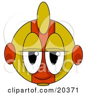 Clipart Illustration Of A Bored Alien Face With Yellow And Orange Stripes by Tonis Pan