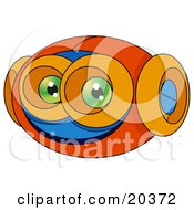 Clipart Illustration Of A Robotic Alien Face With Green Eyes And Large Orange Ears