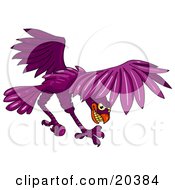 Poster, Art Print Of Aggressive Purple Falcon Grinning And Diving To Hunt Prey