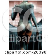 Poster, Art Print Of The Back Side Of A Physically Fit Nude Womans Body With Toned Arms Legs And Rear