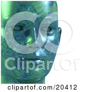 Clipart Illustration Of A Closeup Of A Green Motherboard Robot Face With Circuits And Blank Eyes by Tonis Pan