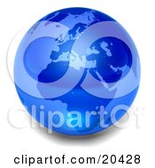 Poster, Art Print Of Blue Glass Planet Earth Marble Over A White Background