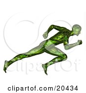 Racing Green 3d Man Sprinting During A Race Over A White Background