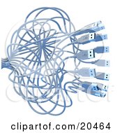 Poster, Art Print Of Swarm Of Tangled Usb Cables Over A White Background